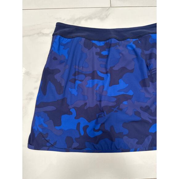 RLX Ralph Lauren Blue Black Camouflage Stretch Skort Sz M At Leisure Tennis Golf - Picture 7 of 14